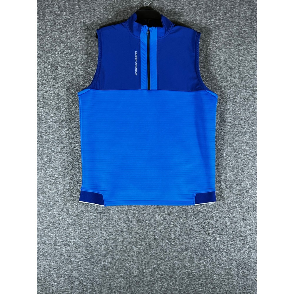 Under Armour Storm Golf Vest Mens Large Blue Quarter Zip Mock Neck Sleeveless